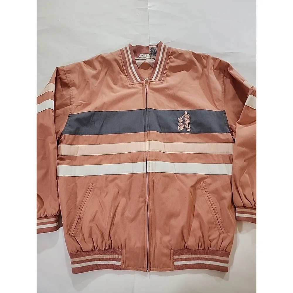Vintage Gabicci Color Block‎ Bomber Jacket Retro Striped Casual Coat Lg